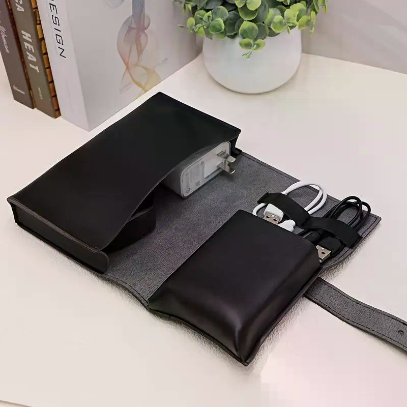 Tech Accessories Storage - 1pc PU Leather Multi-Compartment Organizer-Portable Tech