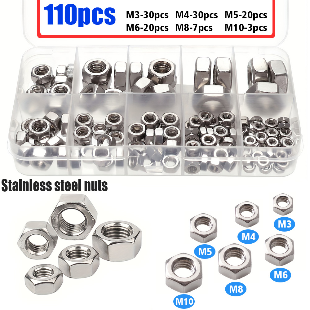 Tech House Accessories - 110-Piece Set of Stainless Steel Hexagonal